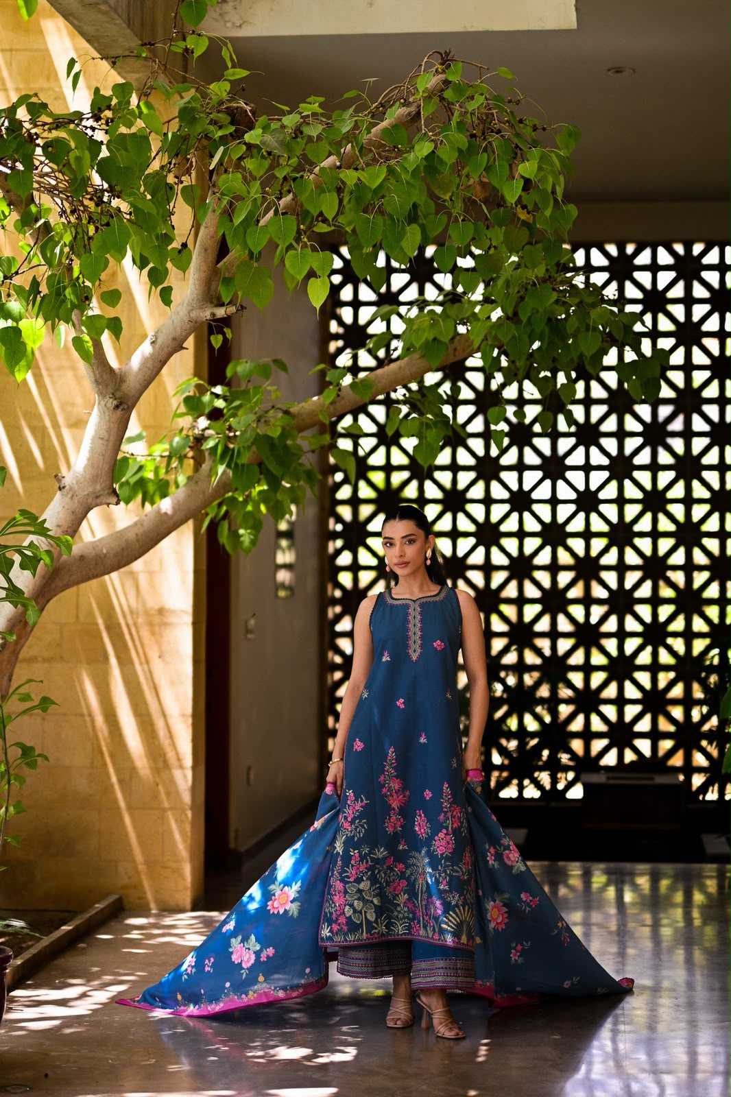 Dhanak embroidered luxury unstitched 3pc suit